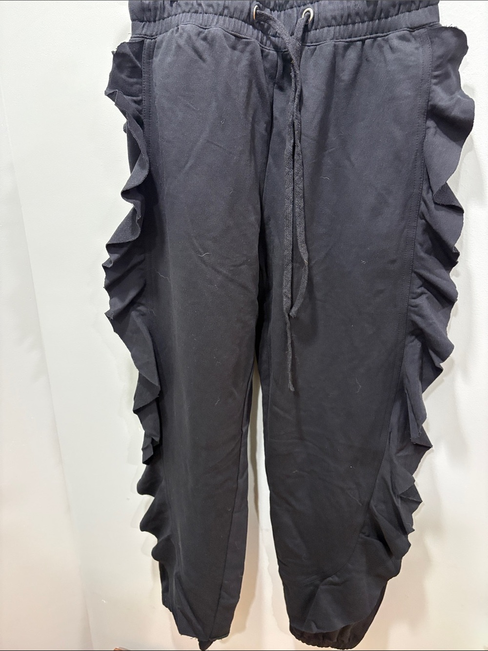 Black Ruffle Jogger Pants. Brand new